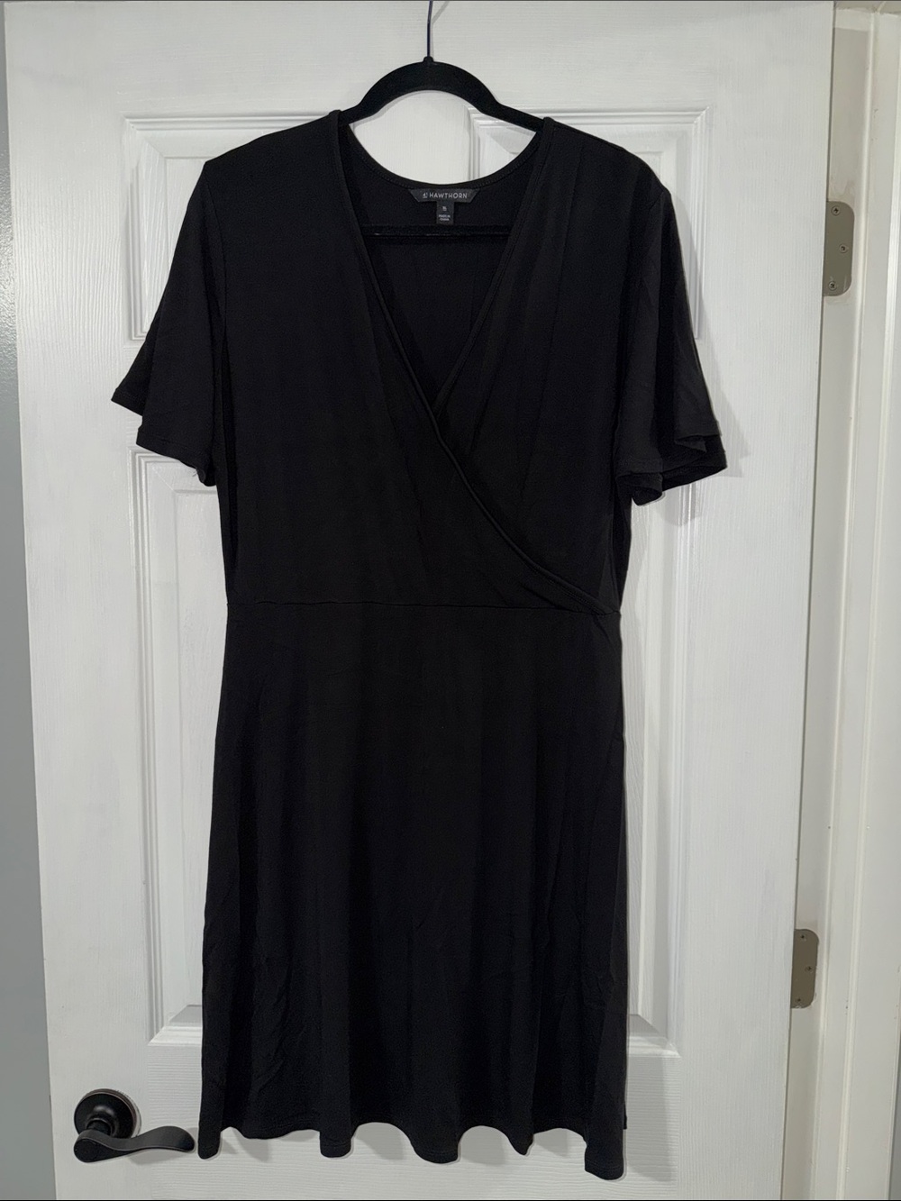 41 Hawthorn Elisse Knit Surplice Black Wrap-Style Dress